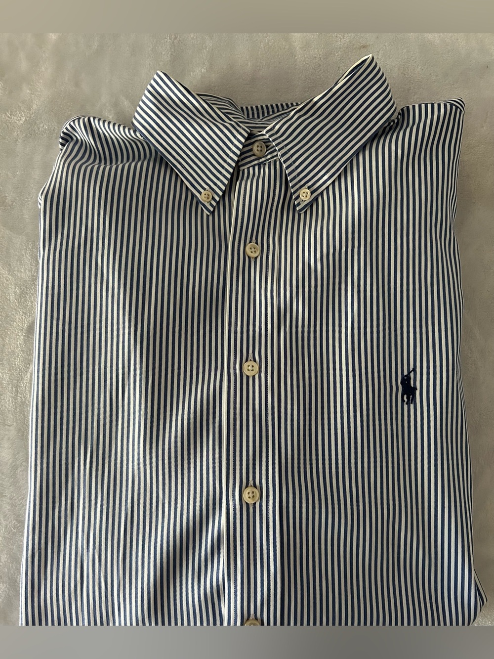 Ralph Lauren Classic Fit Blue Striped Button-Down Shirt Mens 18 (36/37) XXL